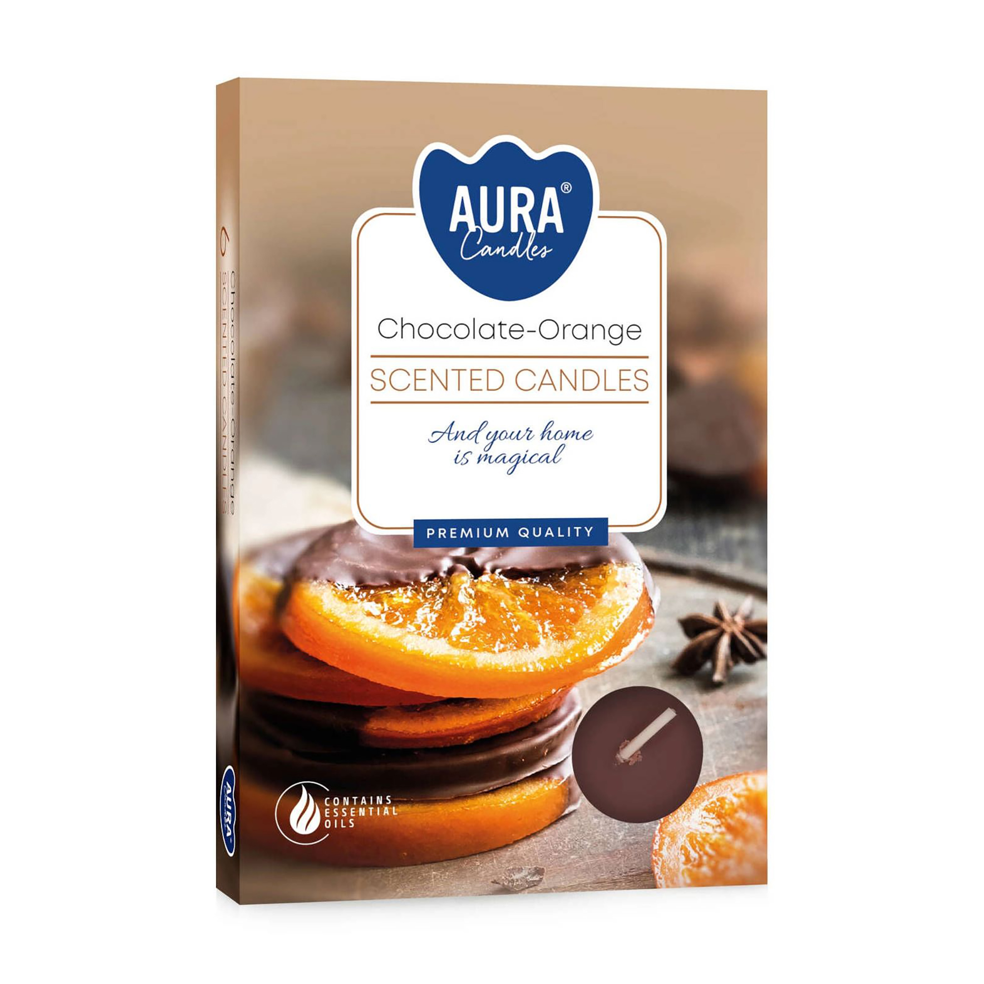 Ароматична свічка Bispol Scented Candle Chocolate-Orange, 6 шт (p15-340)